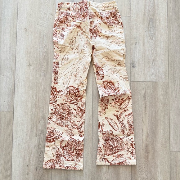 Adrienne Vittadini Cotton‎ Stretch Flare Floral Pants Women’s 6 Tan Rust EUC - Picture 3 of 11